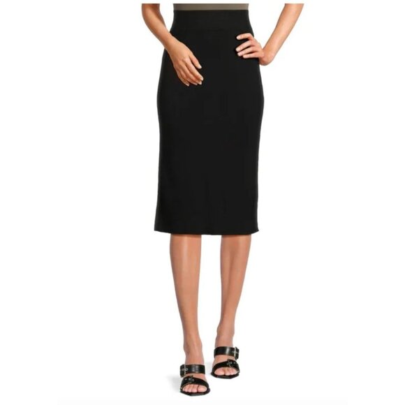 James Perse Black Rib Knit Midi Skirt NWT - Size L - Picture 2 of 9